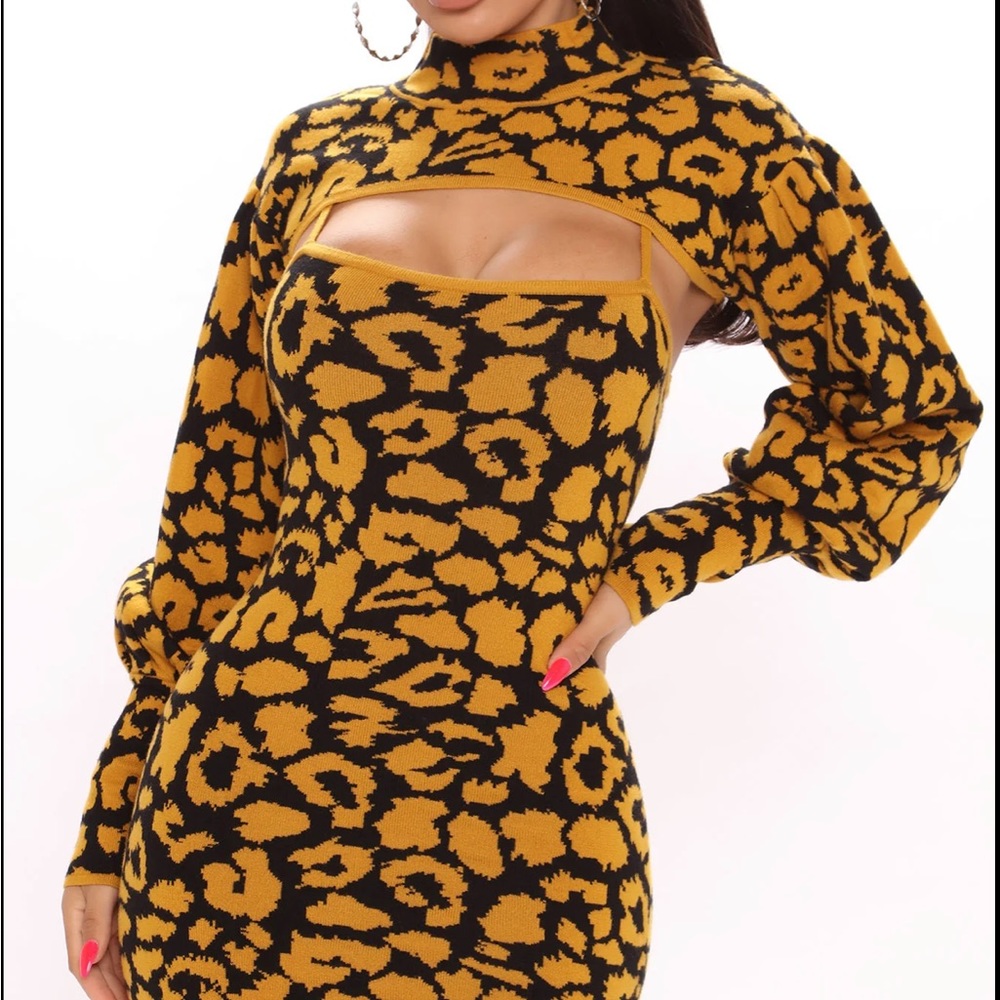 NWT wild attitude leopard sweater dress set size Junior S